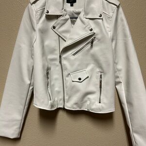 Love Tree White Faux Leather Jacket